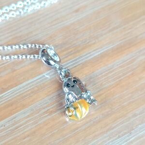 Halloween Ghost Necklace with pumpkin Halloween Necklace